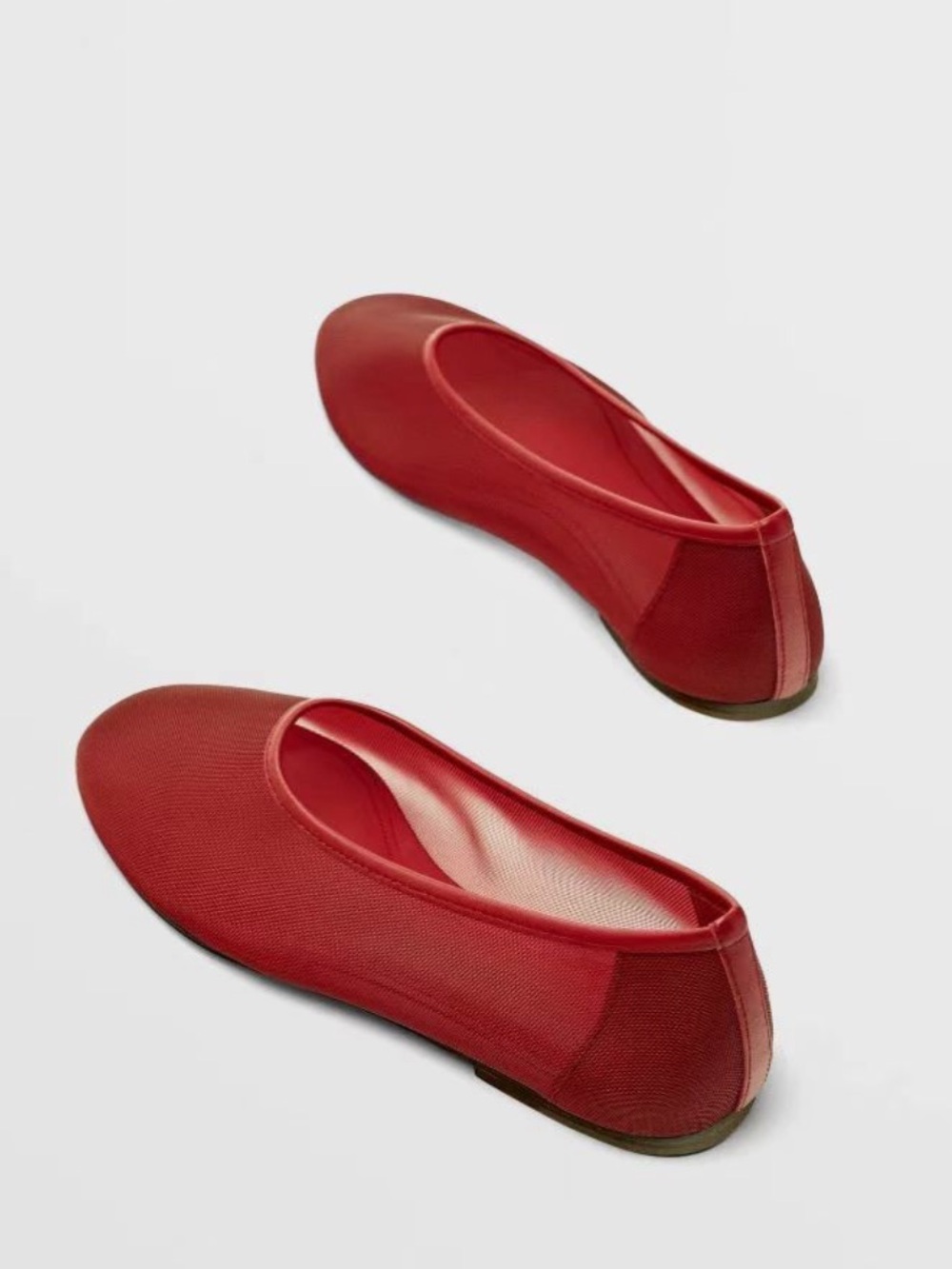 Massimo Dutti Red Mesh Ballet Flat - Picture 2 of 10
